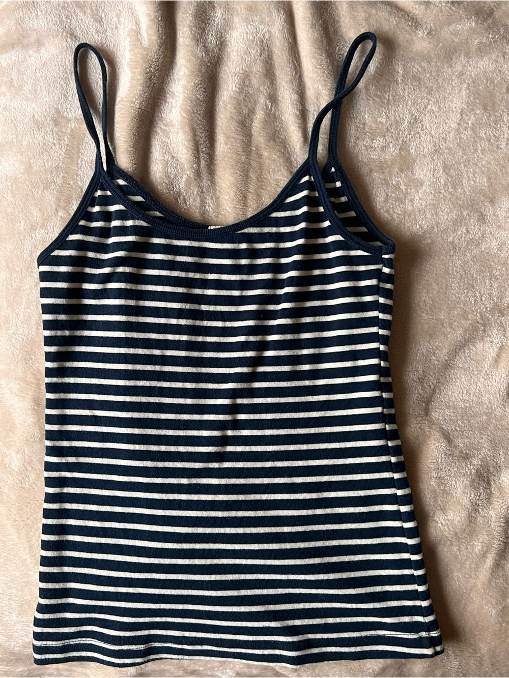 Brandy Melville Navy and White Striped Spaghetti Strap Tank